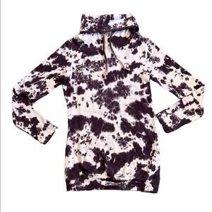 Lily & Lottie Women’s Small Cowl Neck Purple Pink White Long Sweatshirt w Pocket